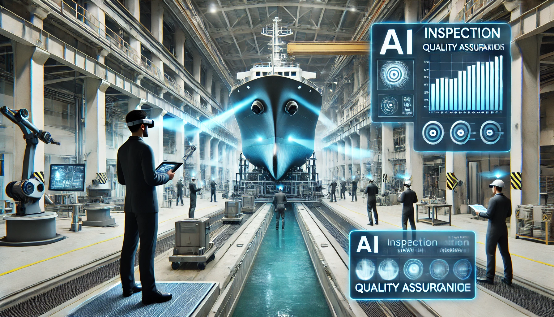 Illustration of AI in marine