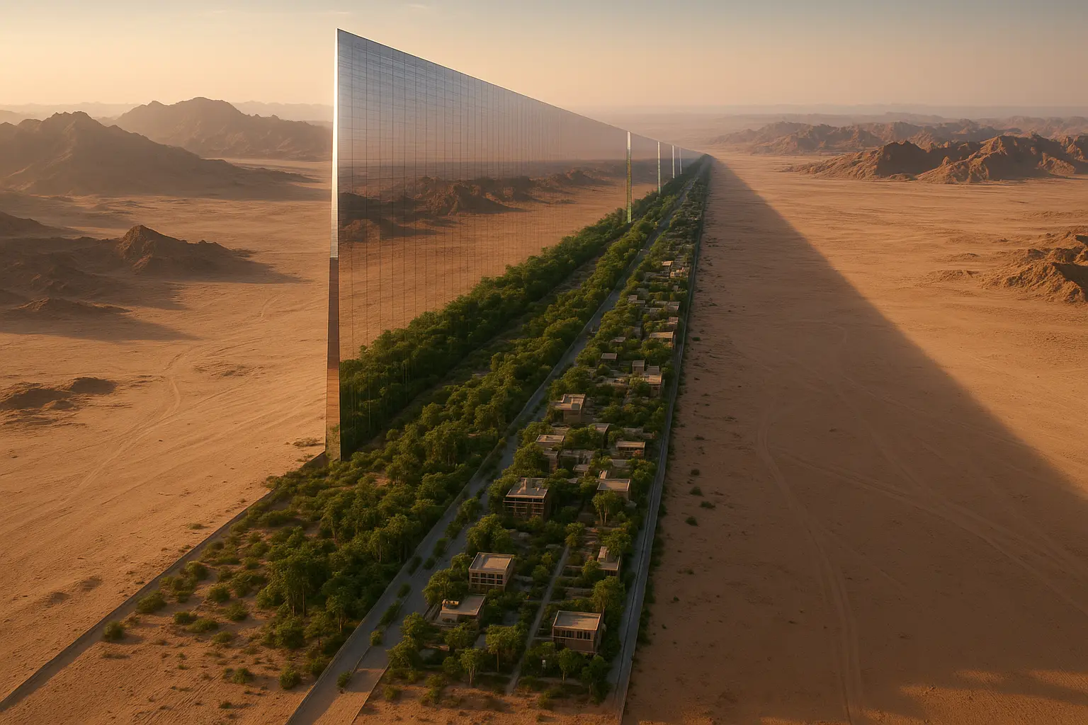 Illustration of The Line project in Saudi Arabia