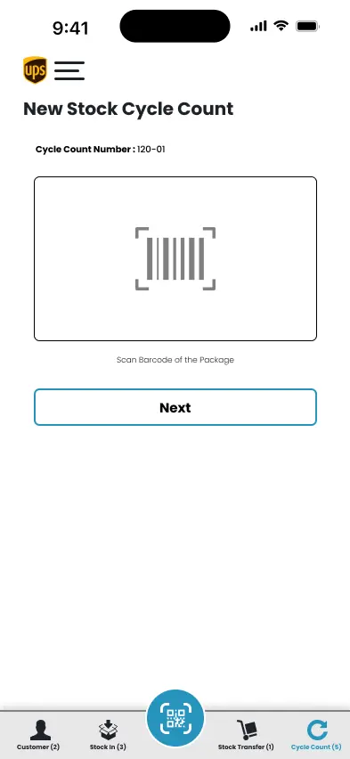 Cycle count screen for barcode-based audits.